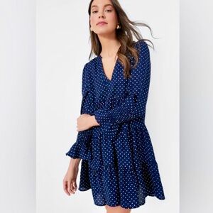 Tuckernuck Pomander Place Kenzo Navy Polka Dot v-neck long sleeve Women's Dress